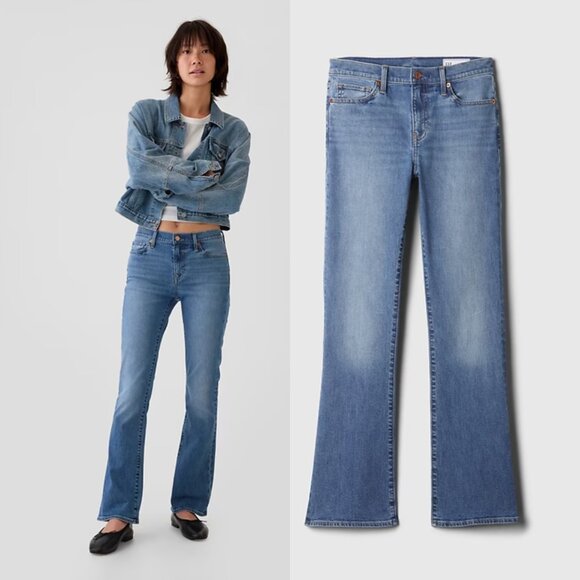 Gap Mid Rise Baby Boot Tall Jeans - Picture 1 of 5